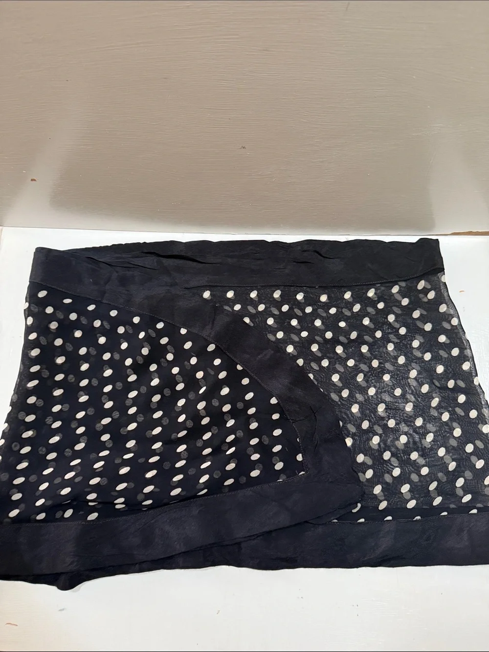 Vintage Chiffon Elegant Black Polka Dot Women's Scarf 🧣 68” by 12” 1950’s